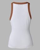 Contrast Binding Tank Tops Summer Sleeveless Basic Cami Top Shirt Slim Knit Ribbed Racerback Blouses