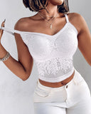 Lace V Neck Spaghetti Strap Bralette Camisoles Sexy Soft Crop Tank Top