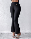 Pocket Design Slim Fit High Waist Pants