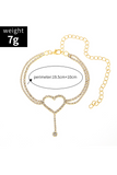 Gold Heart Shape Rhinestone Adjustable Anklet