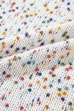 White Confetti Rib Knit Long Sleeve Cardigan