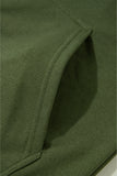 Vineyard Green Solid Color Rivet Stud Raglan Sleeve Hoodie with Pocket