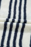 Blue Stripe Loose Buttoned V Neck Sweater Vest