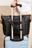 Black Quilted Patchwork Large Tote Bag and Clutch 2pcs Set