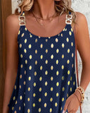 Bronzing Polka Dot Metal Strap Sleeveless Tank Casual Loose Fit Top