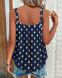 Bronzing Polka Dot Metal Strap Sleeveless Tank Casual Loose Fit Top