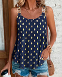 Bronzing Polka Dot Metal Strap Sleeveless Tank Casual Loose Fit Top