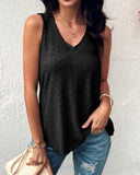 V Neck Sleeveless Thick Strap Hollow out Knit Tank Casual Top