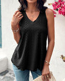 V Neck Sleeveless Thick Strap Hollow out Knit Tank Casual Top