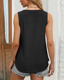 V Neck Sleeveless Thick Strap Hollow out Knit Tank Causal Top