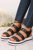 Black Hollow Out Buckle PU Leather Platform Sandals