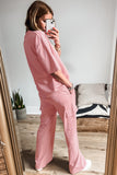 Apricot Pink Half Sleeve T-Shirt & Cargo Sweatpants Set