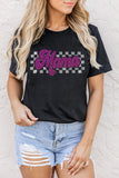 Black Rhinestone Mama Letter Graphic T Shirt