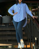 Striped Turn down Collar Long Sleeve Blouse Casual Button Down T Shirts Top