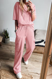 Apricot Pink Half Sleeve T-Shirt & Cargo Sweatpants Set