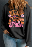 Black Take Me To The Pumpkin Patch Printed Plus Size Sweatshirt