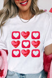 White Heart Graphic Crew Neck Valentines T Shirt