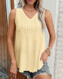 V Neck Sleeveless Thick Strap Hollow out Knit Tank Casual Top