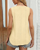 V Neck Sleeveless Thick Strap Hollow out Knit Tank Casual Top