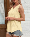 V Neck Sleeveless Thick Strap Hollow out Knit Tank Causal Top