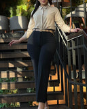 High Waist Straight Leg Work Pants Business Casual Trousers