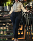 High Waist Straight Leg Work Pants