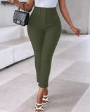 High Waist Cropped Work Pants