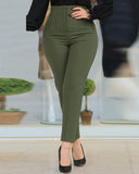 High Waist Cropped Work Pants