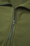 Moss Green Quarter Zip Stand Neck Kangaroo Pocket Sweatshirt