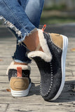 Carbon Grey Suede Stitching Patchwork Plush Lined Anklet Boots