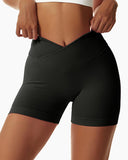 Overlap Waist Butt Lifting Running Active Shorts