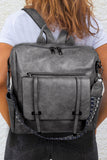 Medium Grey Business College Retro PU Leather Backpack