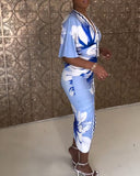 Floral Print Plunge V Neck Bell Sleeve Bodycon Dress Casual Slim Fit Slit Midi Dress