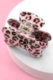 Pink Leopard Print Bow Knot Shape Hair Claw Clip