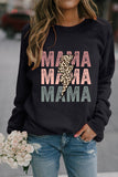Black Leopard Lightning MAMA Graphic Pullover Sweatshirt