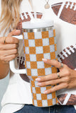 Ginger Full Rhinestone Checkerboard Handled Tumbler 40oz