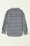 Black Plaid Print Chest Pockets Buttoned Tunic Shacket