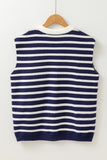 Blue Stripe Knitted Bow Decor Sweater Vest