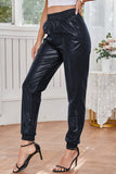 Black Elastic Waist Pocketed Pebble Joggers