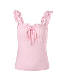 Eyelet Embroidery Frill Hem Tank Top