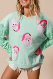 Moonlight Jade Sequined Santa Claus Long Sleeve Christmas Sweatshirt