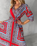 Tribal Print Tied Detail Casual Dress