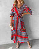 Tribal Print Tied Detail Casual Dress