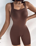 Seamless Square Neck Sleeveless Tank Top Tummy Control Bodysuit Romper