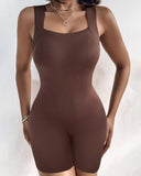 Seamless Square Neck Sleeveless Tank Top Tummy Control Bodysuit Romper
