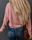 Long Sleeve Notch Neck Knit Top