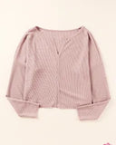 Long Sleeve Notch Neck Knit Top