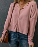 Long Sleeve Notch Neck Knit Top