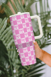 Bonbon Bow Knot Checkered Print Handle Large Tumbler 40OZ