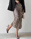 Leopard Pattern Allover Sequin Skirt